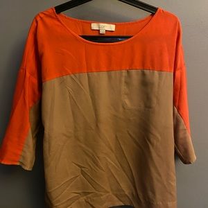 M loft color block blouse w/ pocket
